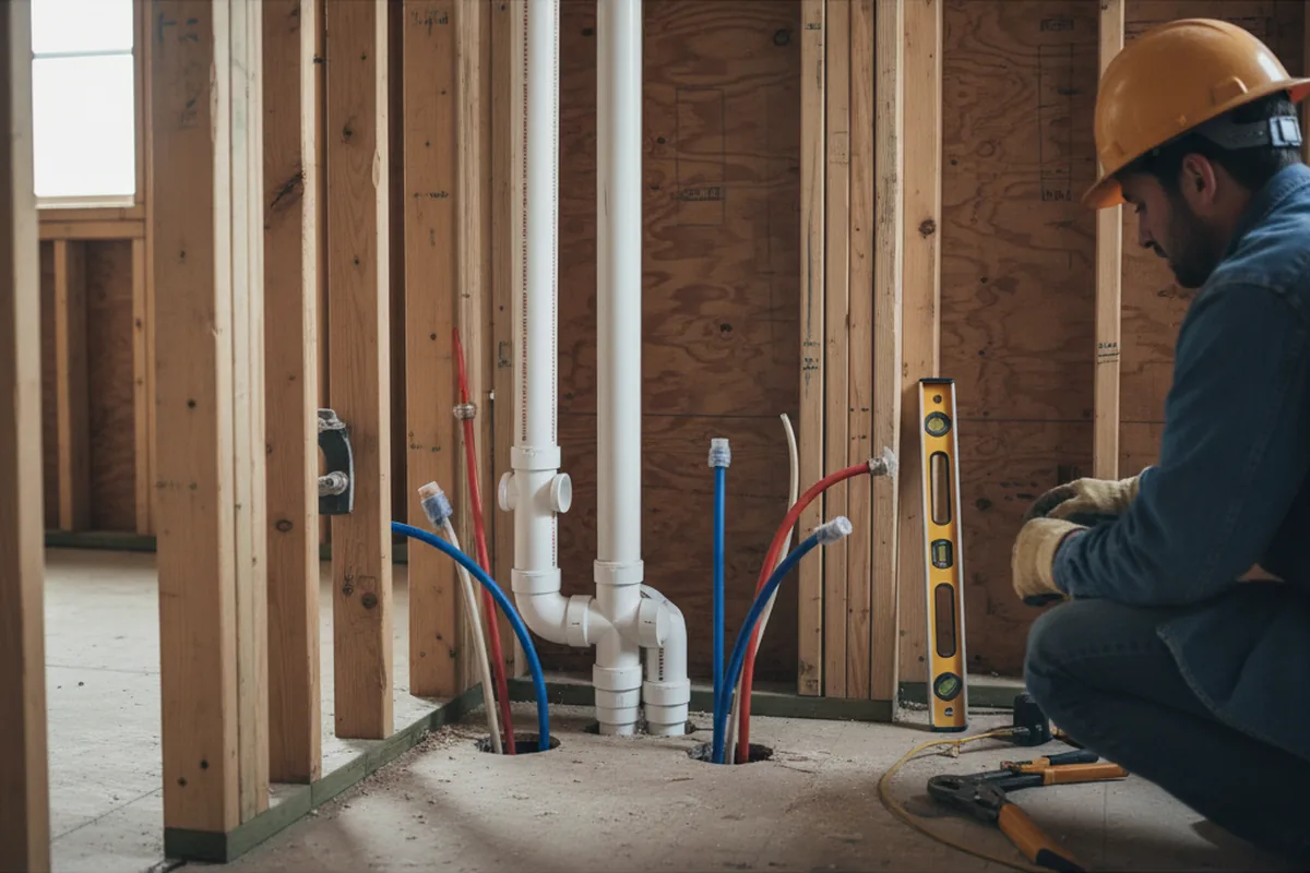 Drain and supply rough-in during Drain Cleaning in Enon
