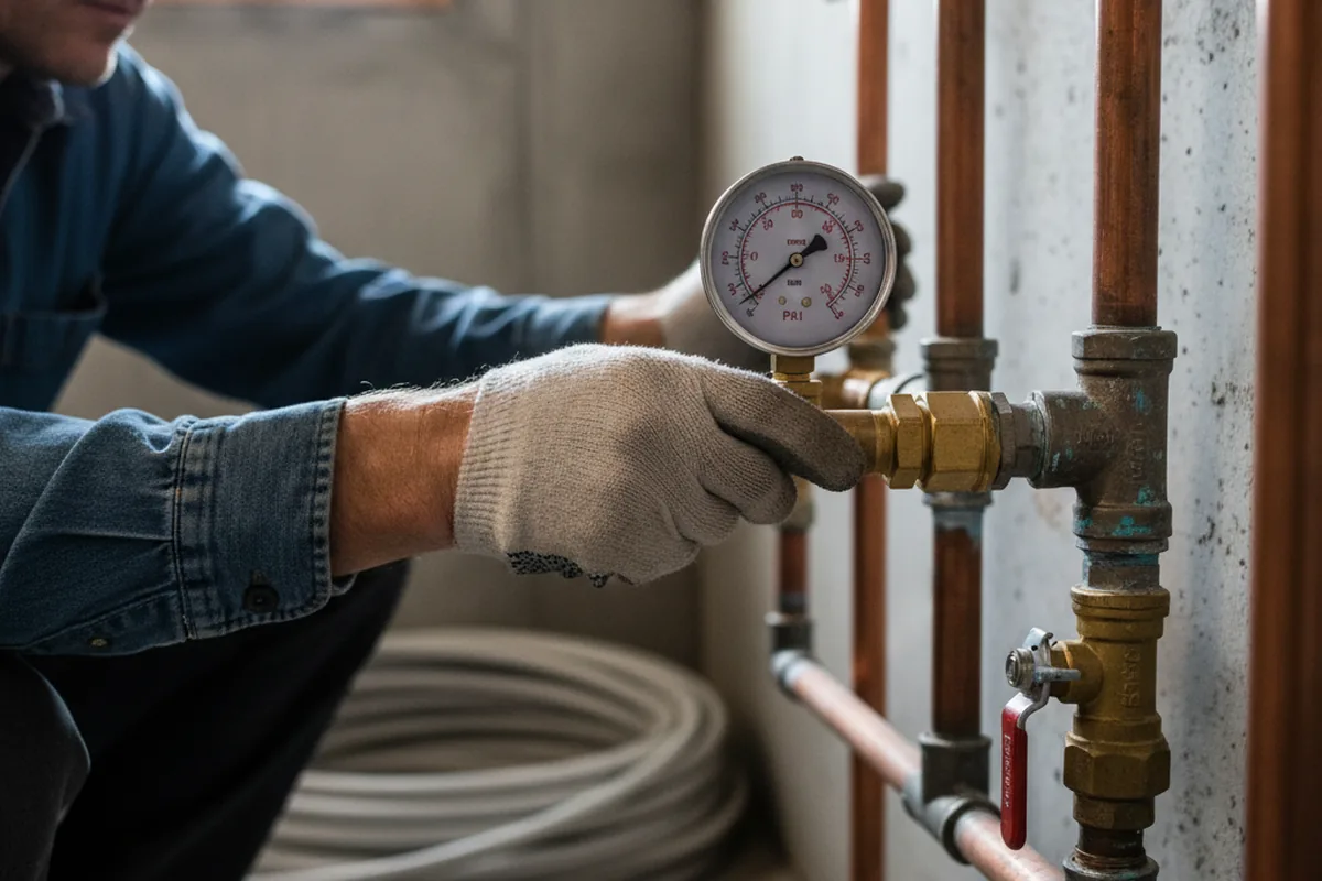 Pressure testing a repaired line during Water Line Repair in Enon